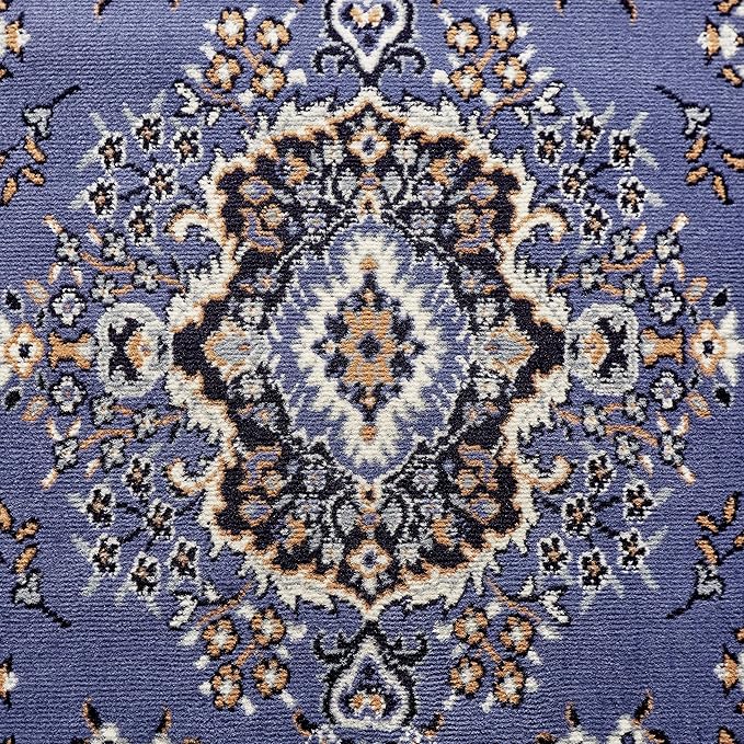 Home Dynamix Premium Sakarya Traditional Medallion Border Area Rug, Country Blue, 9'2"x12'5" Rectangle