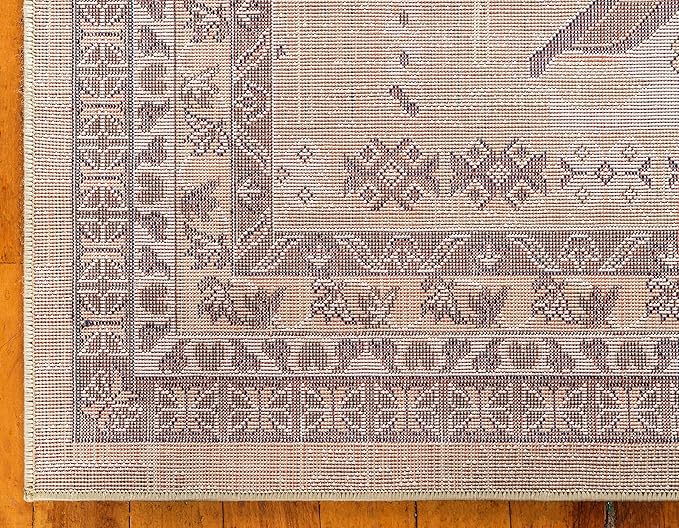 Unique Loom Taftan Collection Border Geometric Tribal Inspired Design Area Rug (3' 0 x 16' 5 Runner, Gold/ Gray)