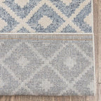 Well Woven Custom Size Hallway Stair Runner - Choose Your Length - Ainsley Blue Diamond Trellis Geometric Tribal - 31 Inches Wide x 16 Feet Long Runner (31" x 16' Runner) Rug