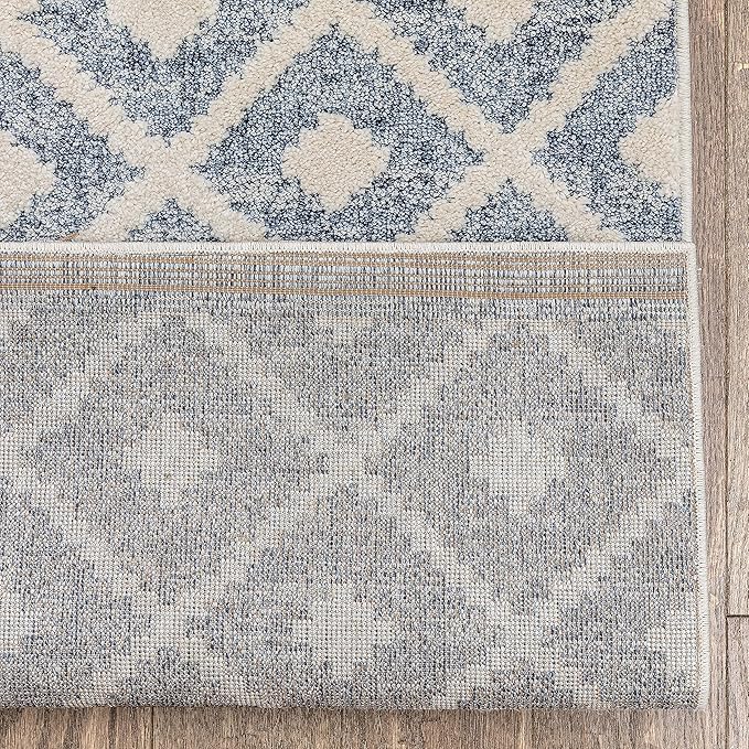Well Woven Custom Size Hallway Stair Runner - Choose Your Length - Ainsley Blue Diamond Trellis Geometric Tribal - 31 Inches Wide x 18 Feet Long Runner (31" x 18' Runner) Rug