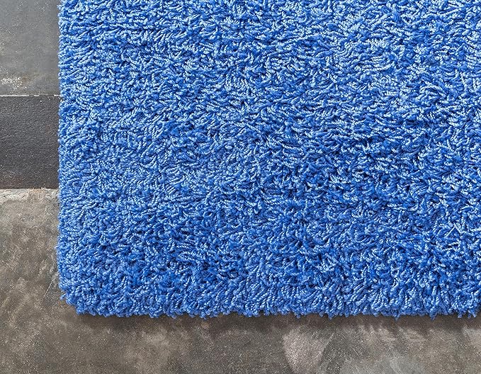 Unique Loom Solid Shag Collection Area Rug (2' 2" x 6' 7" Runner, Periwinkle Blue)
