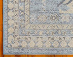 Unique Loom Taftan Collection Border Geometric Tribal Inspired Design Area Rug (9' 0 x 12' 0 Rectangular, Light Blue/ Gold)