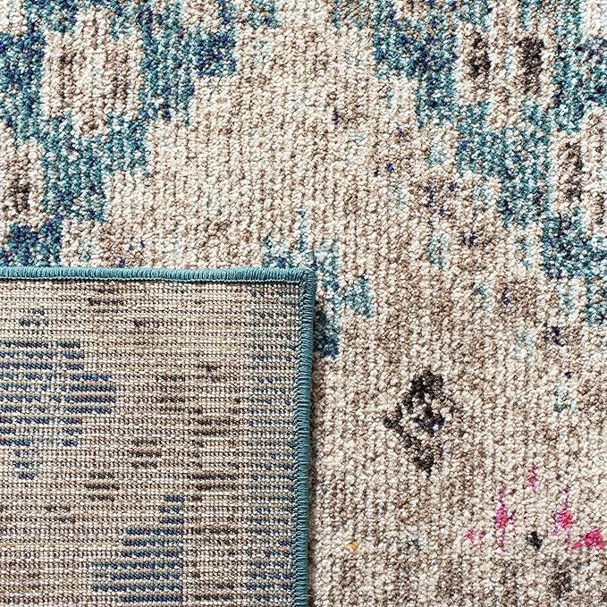 SAFAVIEH Madison Collection Accent Rug - 2'6" x 4', Dark Blue & Yellow, Boho Distressed Design, Non-Shedding & Easy Care, Ideal for High Traffic Areas in Entryway, Living Room, Bedroom (MAD418N)