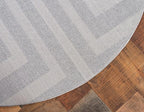Unique Loom Athens Collection Classic Geometric Modern Border Design Area Rug (8' 0 x 8' 0 Round, Gray/ Beige)