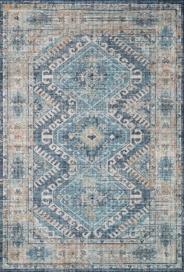 Loloi II Skye Collection SKY-03 Denim/Natural 5'-0" x 7'-6" Area Rug